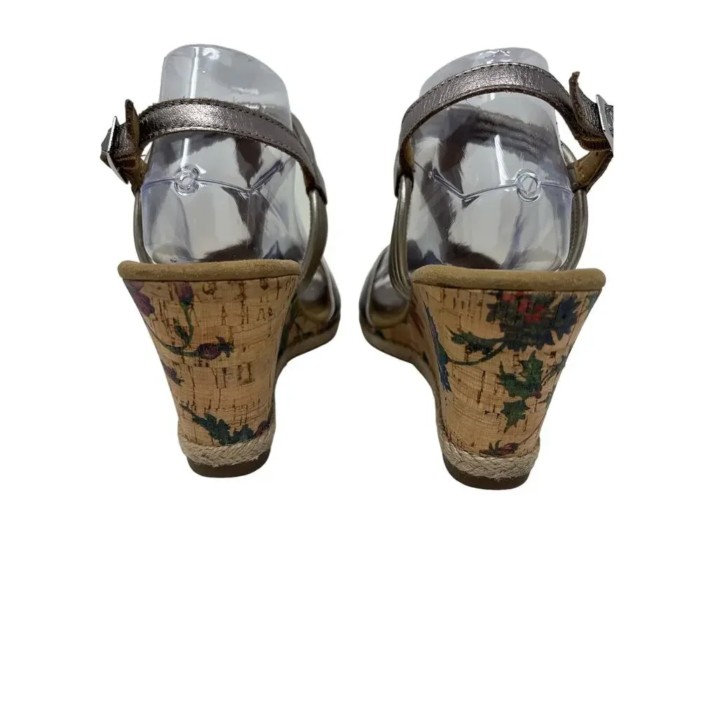 Gabor Comfort Butterfly Metallic Floral Sandals Wedges 8.5